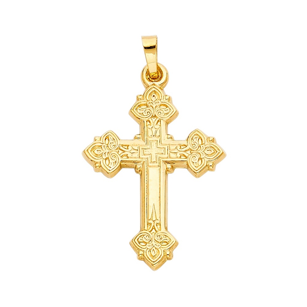 14K Yellow Gold  Religious Cross Pendant